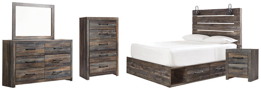 Drystan Queen Panel Bed with 2 Storage Drawers with Mirrored Dresser, Chest and Nightstand Furniture Mart -  online today or in-store at our location in Duluth, Ga. Furniture Mart Georgia. View our lowest price today. Shop Now. 