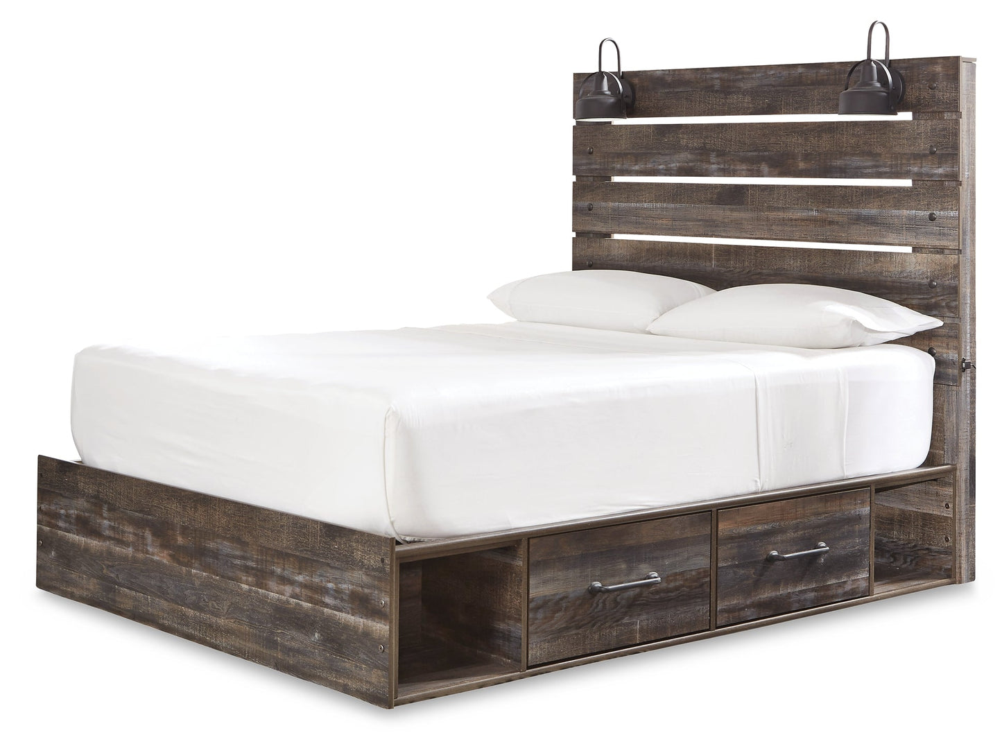 Drystan Queen Panel Bed with 2 Storage Drawers with Mirrored Dresser and 2 Nightstands Furniture Mart -  online today or in-store at our location in Duluth, Ga. Furniture Mart Georgia. View our lowest price today. Shop Now. 