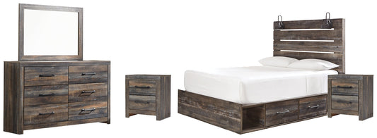 Drystan Queen Panel Bed with 4 Storage Drawers with Mirrored Dresser and 2 Nightstands Furniture Mart -  online today or in-store at our location in Duluth, Ga. Furniture Mart Georgia. View our lowest price today. Shop Now. 