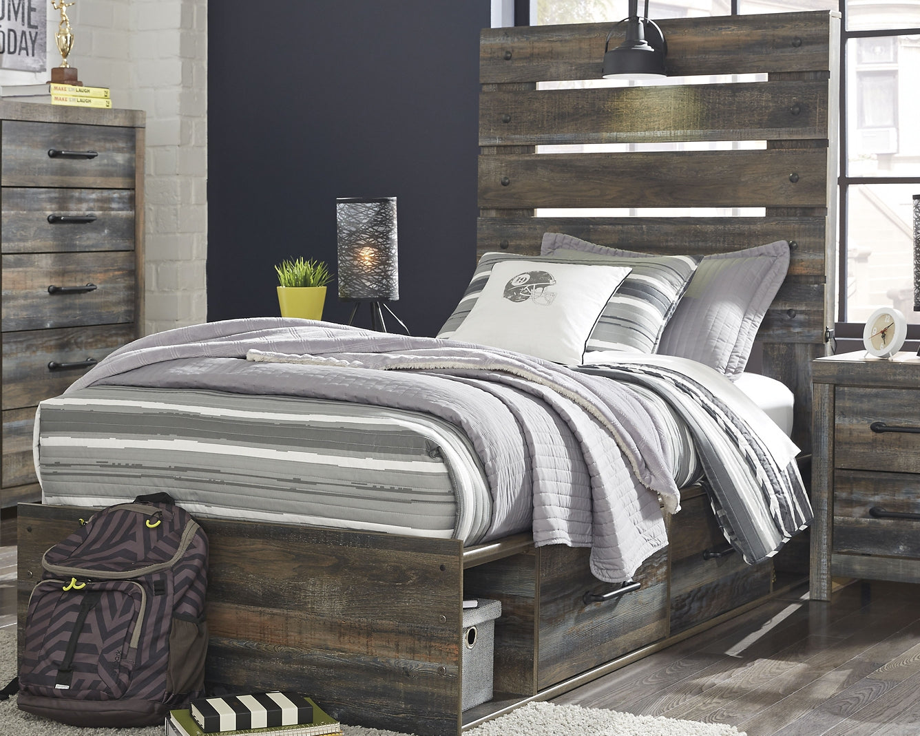Drystan Twin Panel Bed with 4 Storage Drawers with Dresser Furniture Mart -  online today or in-store at our location in Duluth, Ga. Furniture Mart Georgia. View our lowest price today. Shop Now. 