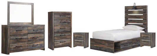 Drystan Twin Panel Bed with 4 Storage Drawers with Mirrored Dresser, Chest and 2 Nightstands Furniture Mart -  online today or in-store at our location in Duluth, Ga. Furniture Mart Georgia. View our lowest price today. Shop Now. 