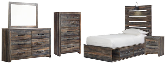 Drystan Twin Panel Bed with 4 Storage Drawers with Mirrored Dresser, Chest and Nightstand Furniture Mart -  online today or in-store at our location in Duluth, Ga. Furniture Mart Georgia. View our lowest price today. Shop Now. 