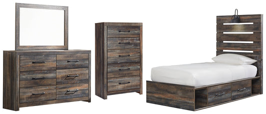 Drystan Twin Panel Bed with 4 Storage Drawers with Mirrored Dresser and Chest Furniture Mart -  online today or in-store at our location in Duluth, Ga. Furniture Mart Georgia. View our lowest price today. Shop Now. 