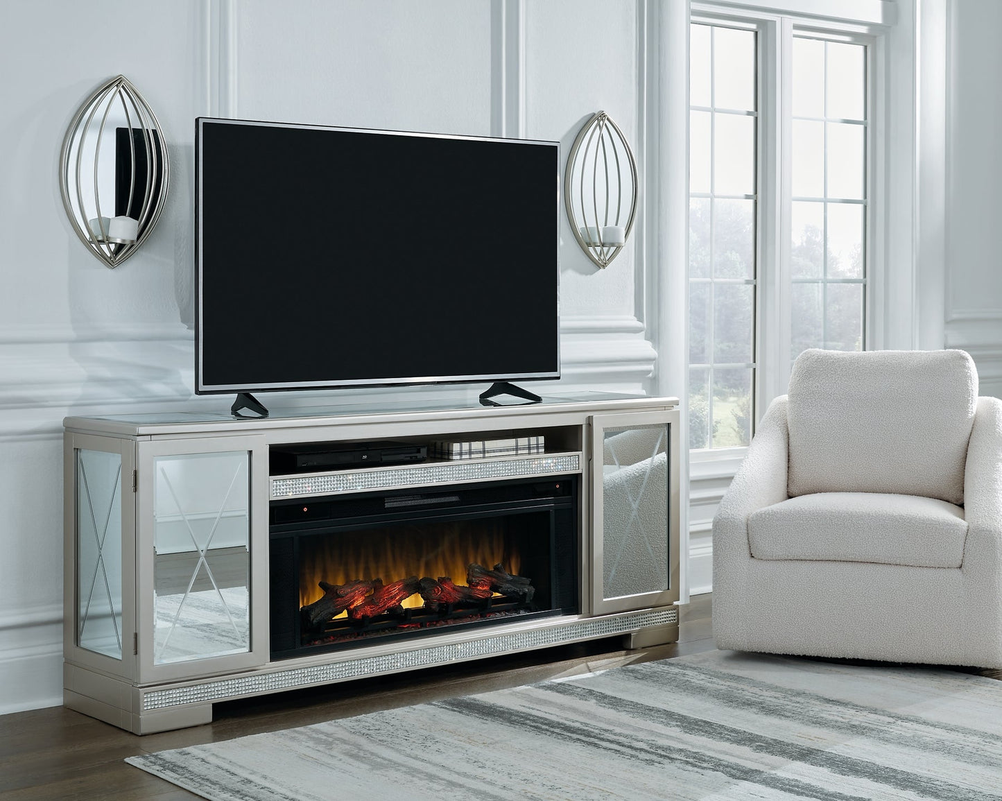 Flamory LG TV Stand w/Fireplace Option Furniture Mart -  online today or in-store at our location in Duluth, Ga. Furniture Mart Georgia. View our lowest price today. Shop Now. 