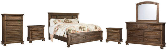 Flynnter Queen Panel Bed with 2 Storage Drawers with Mirrored Dresser, Chest and 2 Nightstands Furniture Mart -  online today or in-store at our location in Duluth, Ga. Furniture Mart Georgia. View our lowest price today. Shop Now. 