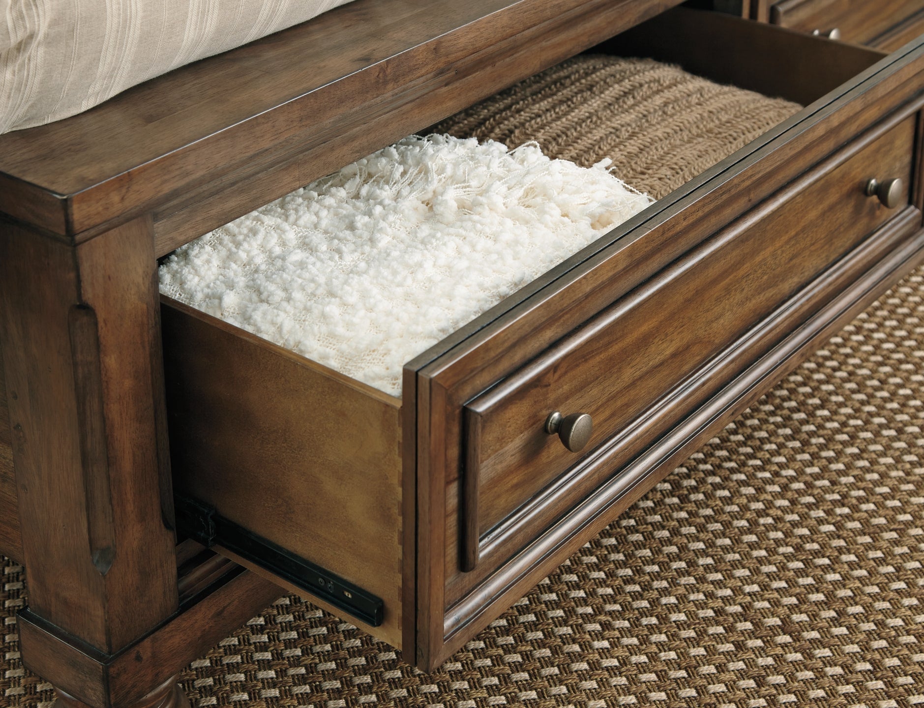 Flynnter Queen Panel Bed with 2 Storage Drawers with Mirrored Dresser, Chest and Nightstand Furniture Mart -  online today or in-store at our location in Duluth, Ga. Furniture Mart Georgia. View our lowest price today. Shop Now. 