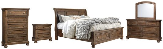 Flynnter Queen Sleigh Bed with 2 Storage Drawers with Mirrored Dresser, Chest and Nightstand Furniture Mart -  online today or in-store at our location in Duluth, Ga. Furniture Mart Georgia. View our lowest price today. Shop Now. 
