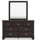 Covetown Queen Panel Bed with Mirrored Dresser and Chest