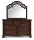 Lavinton Queen Poster Bed with Mirrored Dresser and Chest