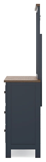 Landocken Twin Panel Headboard with Mirrored Dresser