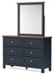 Landocken Full Panel Headboard with Mirrored Dresser