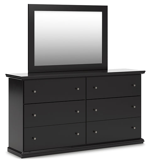 Maribel Twin Panel Bed with Mirrored Dresser and Chest