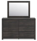 Hollivern Twin Panel Bed with Storage with Mirrored Dresser and Chest