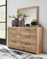 Hyanna Queen Panel Storage Bed with 2 Under Bed Storage Drawer, Dresser, Mirror and Nightstand