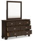 Covetown Twin Panel Bed with Mirrored Dresser and Nightstand