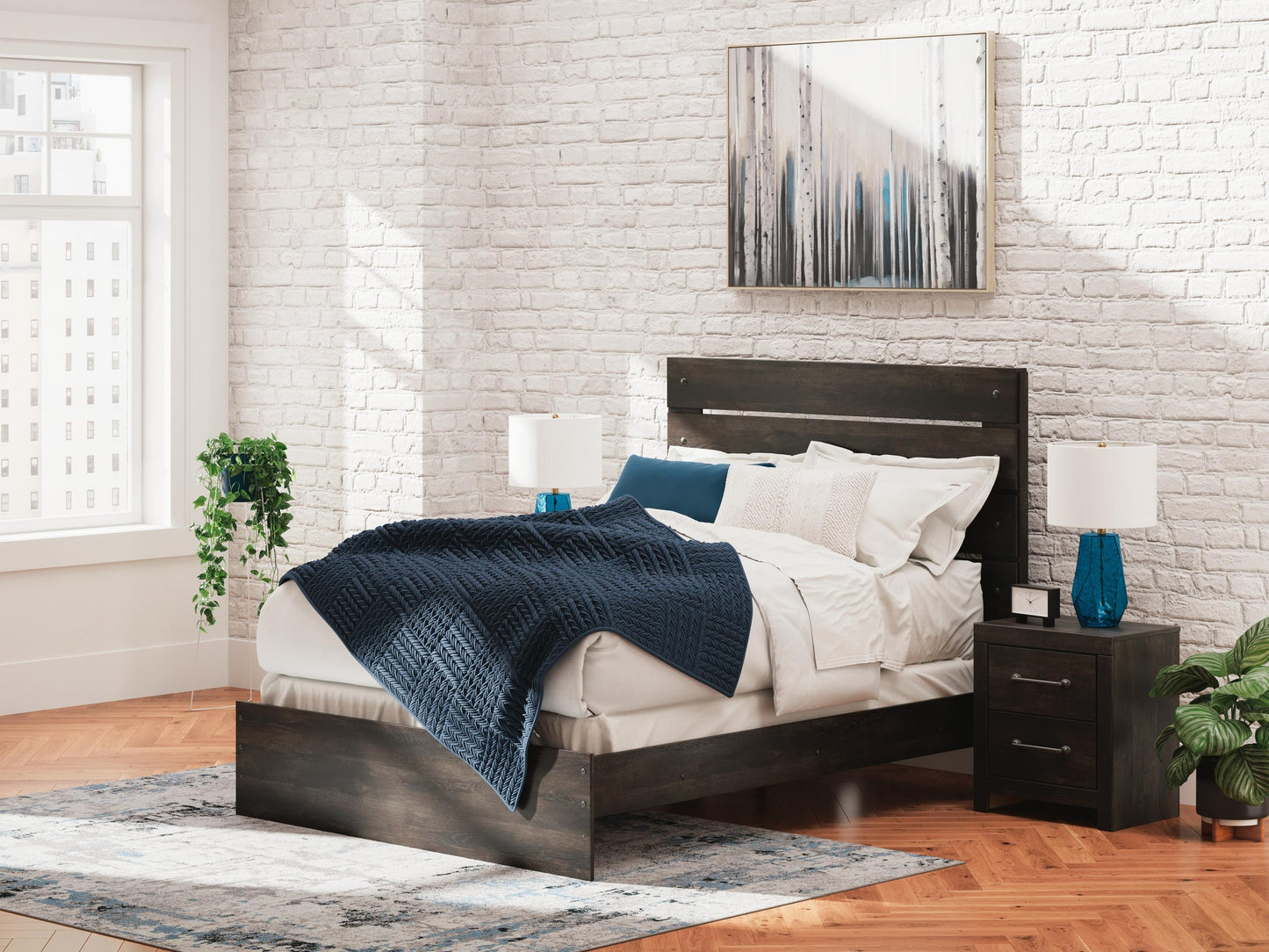 Hollivern Queen Panel Bed, Dresser, Mirror, Chest and Nightstand