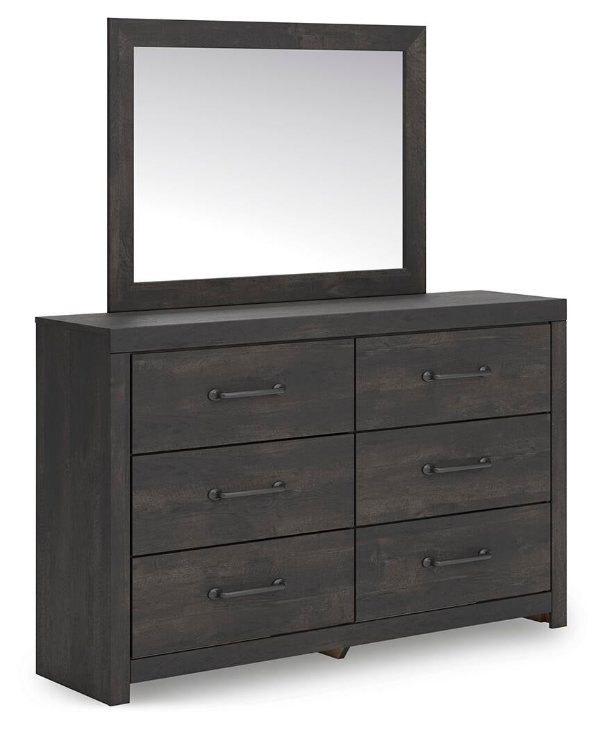Hollivern King Panel Bed, Dresser, Mirror and Nightstand