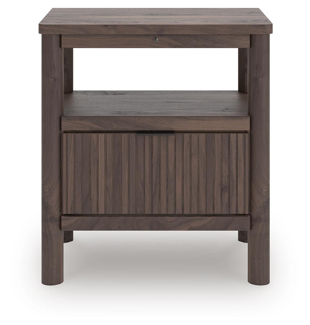 Pamytta Queen Upholstered Panel Platform Bed, Dresser, Mirror, Chest and Nightstand