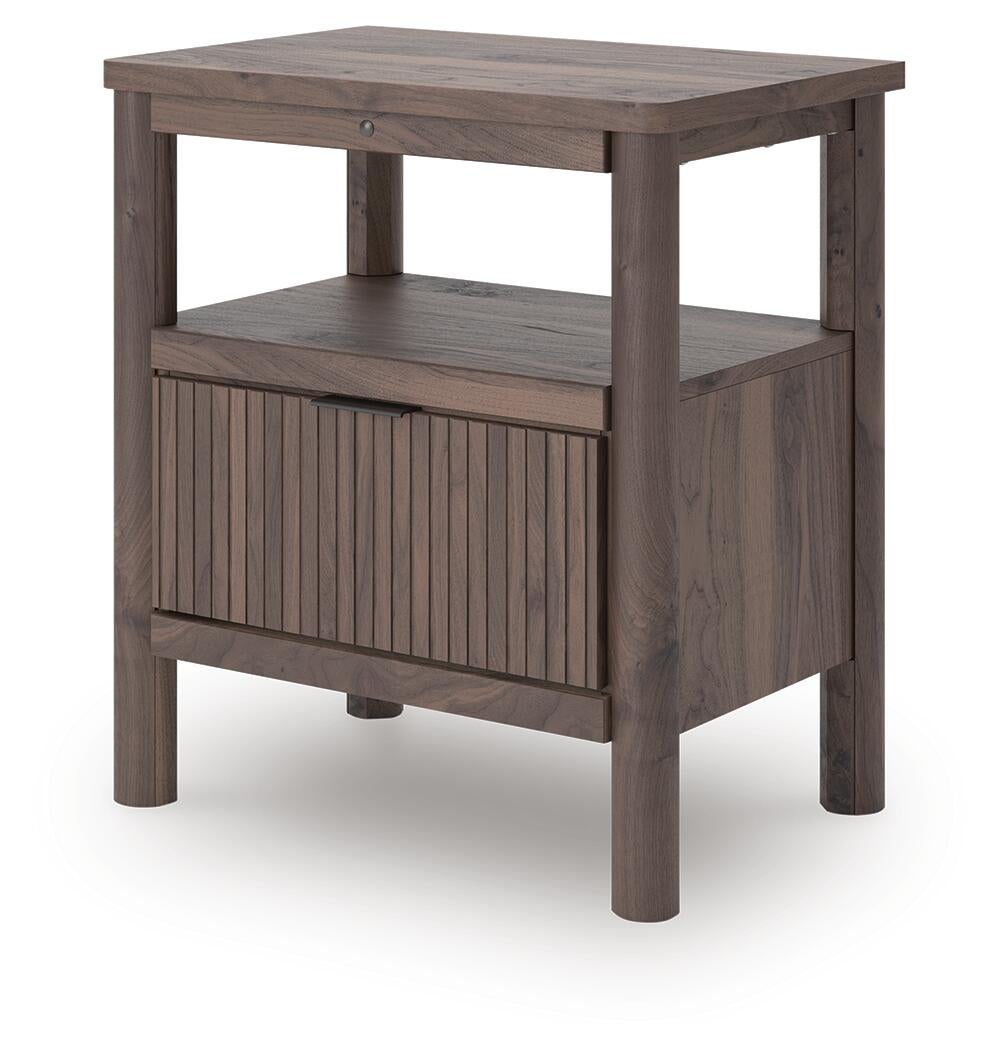 Pamytta Twin Upholstered Panel Platform Bed, Dresser, Mirror and Nightstand