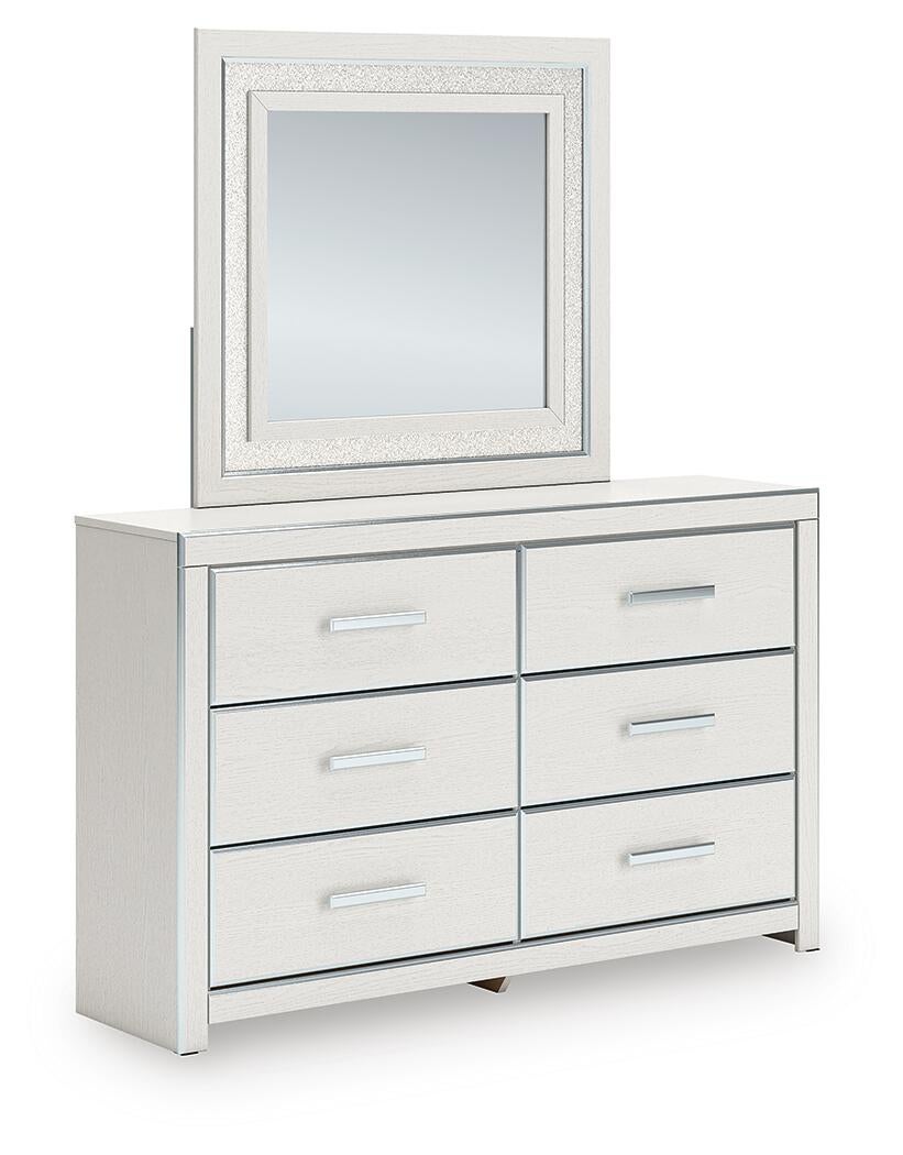 Zuraleus Queen Upholstered Panel Platform Bed, Dresser, Mirror, Chest and Nightstand