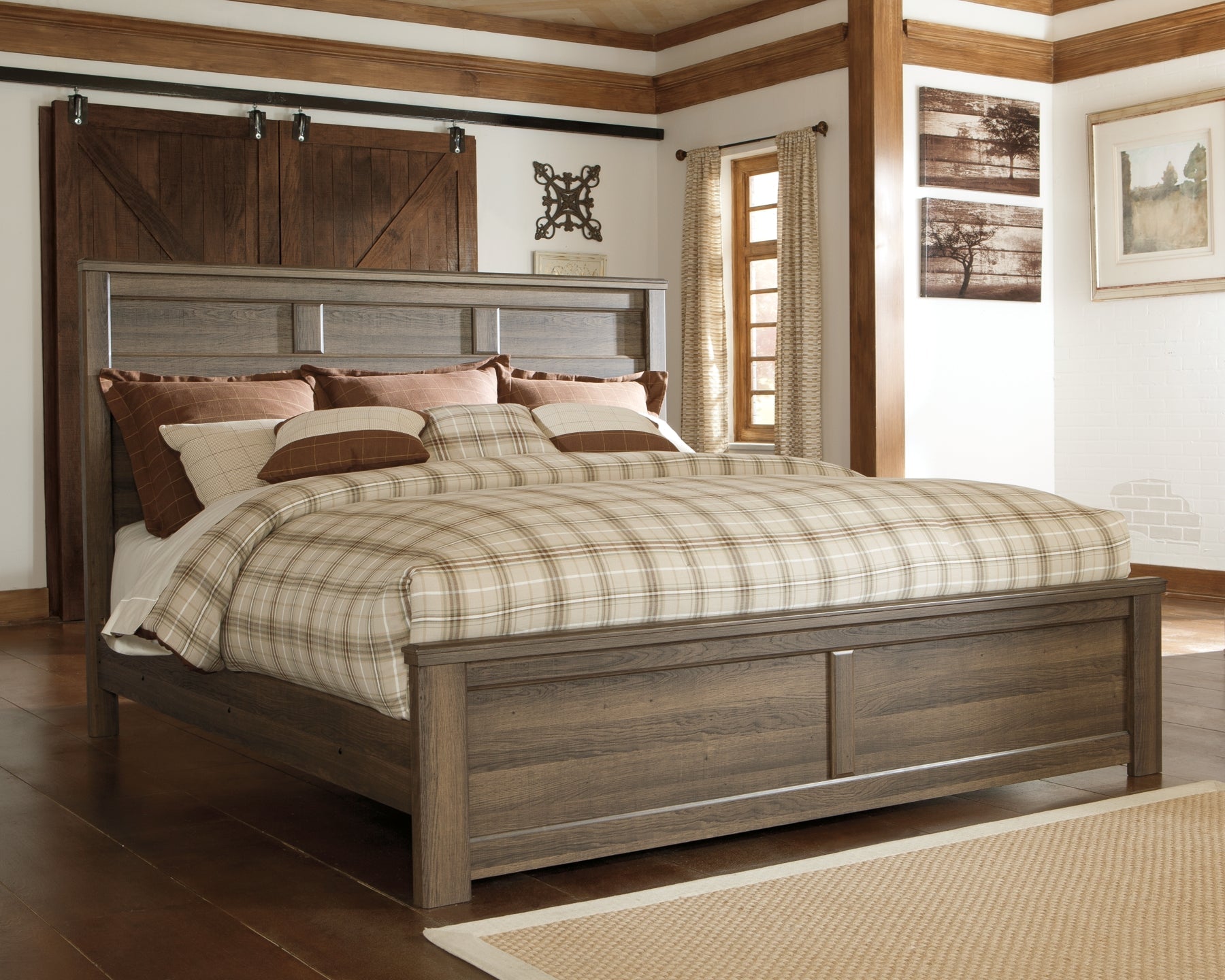 Juararo California King Panel Bed with Mirrored Dresser, Chest and 2 Nightstands Furniture Mart -  online today or in-store at our location in Duluth, Ga. Furniture Mart Georgia. View our lowest price today. Shop Now. 