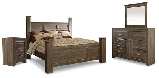 Juararo King Poster Bed with Mirrored Dresser and Nightstand Furniture Mart -  online today or in-store at our location in Duluth, Ga. Furniture Mart Georgia. View our lowest price today. Shop Now. 