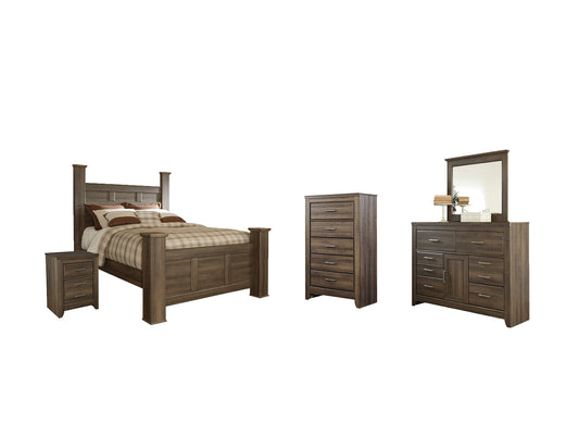 Juararo Queen Poster Bed with Mirrored Dresser, Chest and Nightstand Furniture Mart -  online today or in-store at our location in Duluth, Ga. Furniture Mart Georgia. View our lowest price today. Shop Now. 