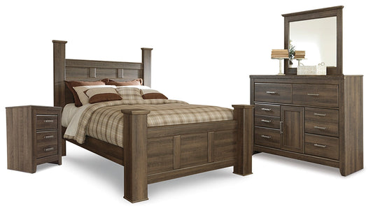 Juararo Queen Poster Headboard with Mirrored Dresser and Nightstand Furniture Mart -  online today or in-store at our location in Duluth, Ga. Furniture Mart Georgia. View our lowest price today. Shop Now. 