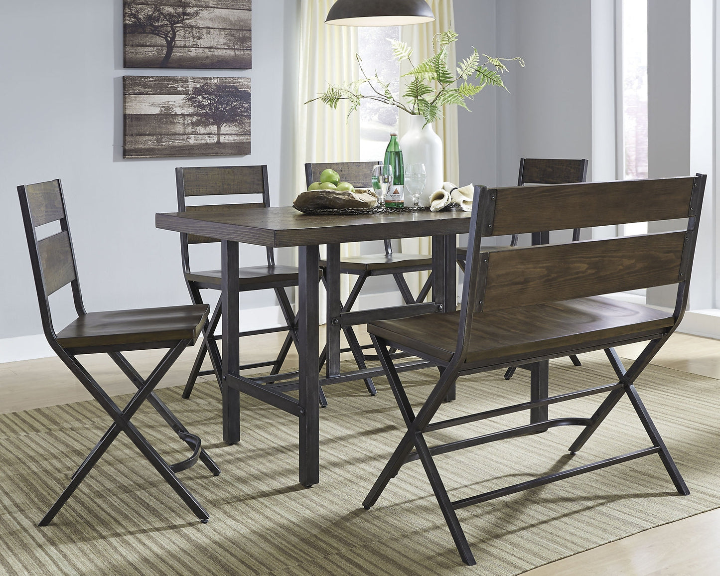 Kavara Counter Height Dining Table and 4 Barstools and Bench Furniture Mart -  online today or in-store at our location in Duluth, Ga. Furniture Mart Georgia. View our lowest price today. Shop Now. 