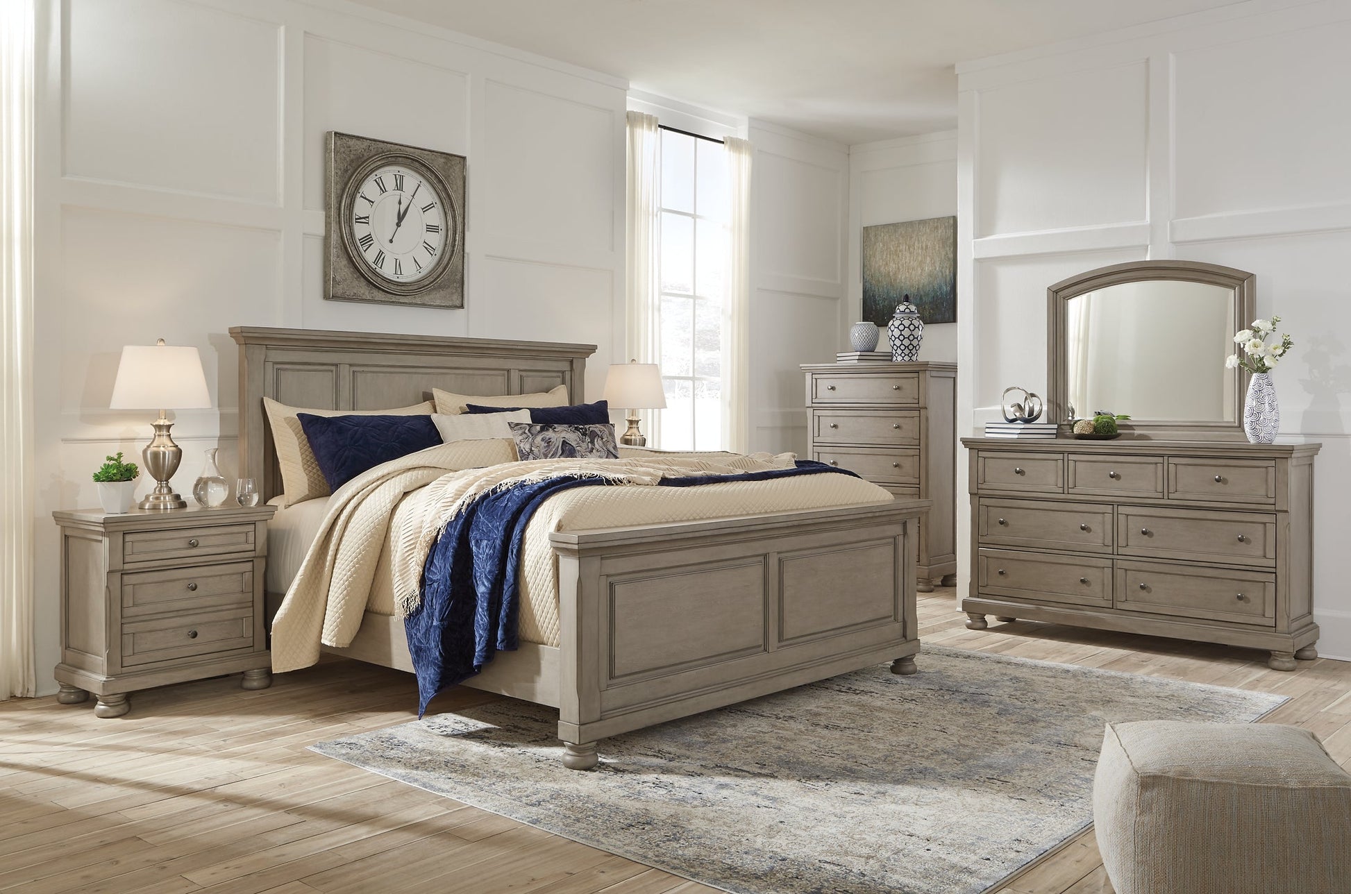Lettner California King Panel Bed with Mirrored Dresser and Chest Furniture Mart -  online today or in-store at our location in Duluth, Ga. Furniture Mart Georgia. View our lowest price today. Shop Now. 