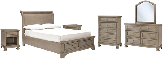 Lettner Full Sleigh Bed with Mirrored Dresser, Chest and 2 Nightstands Furniture Mart -  online today or in-store at our location in Duluth, Ga. Furniture Mart Georgia. View our lowest price today. Shop Now. 