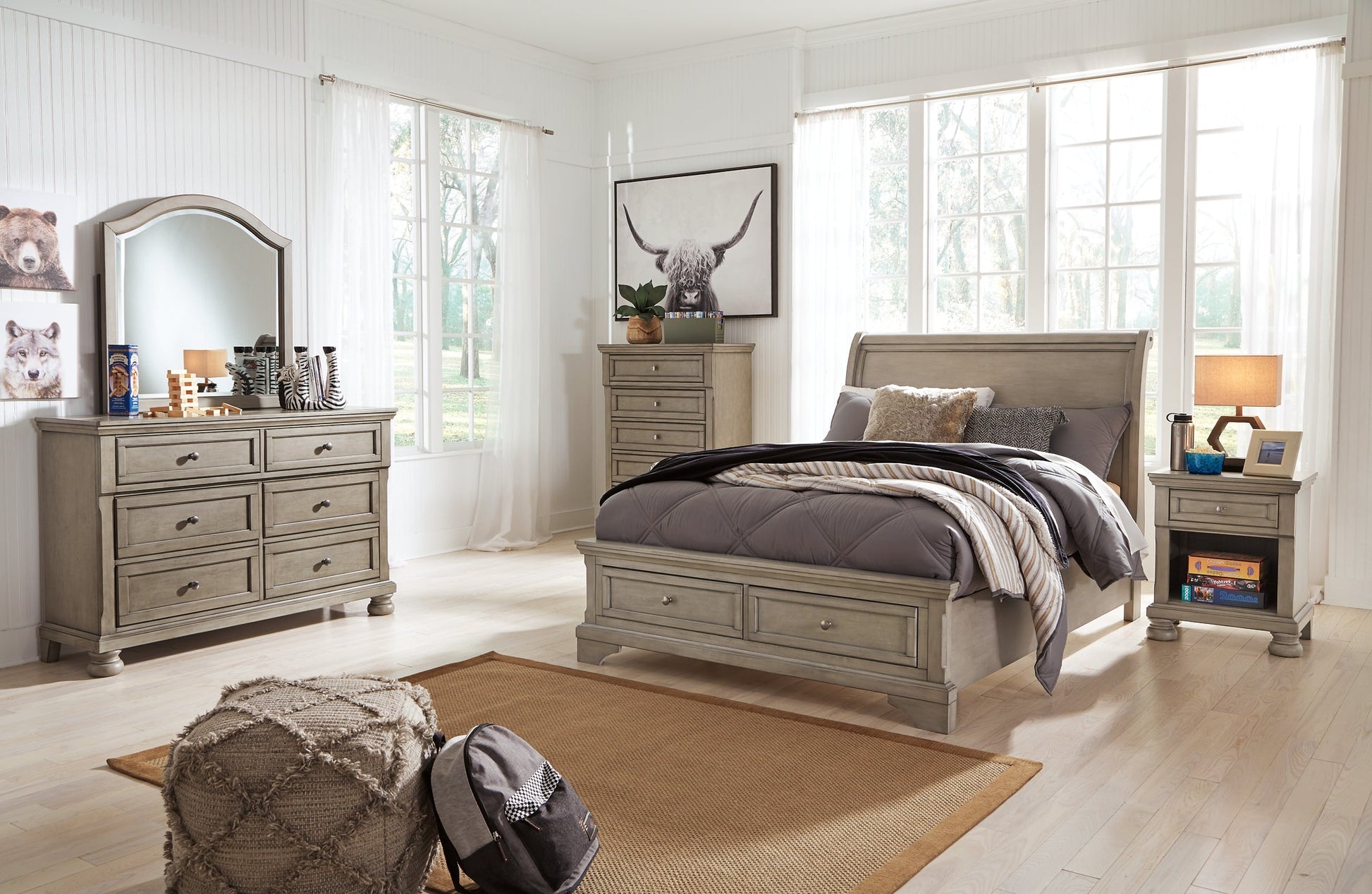 Lettner Full Sleigh Bed with Mirrored Dresser, Chest and Nightstand Furniture Mart -  online today or in-store at our location in Duluth, Ga. Furniture Mart Georgia. View our lowest price today. Shop Now. 
