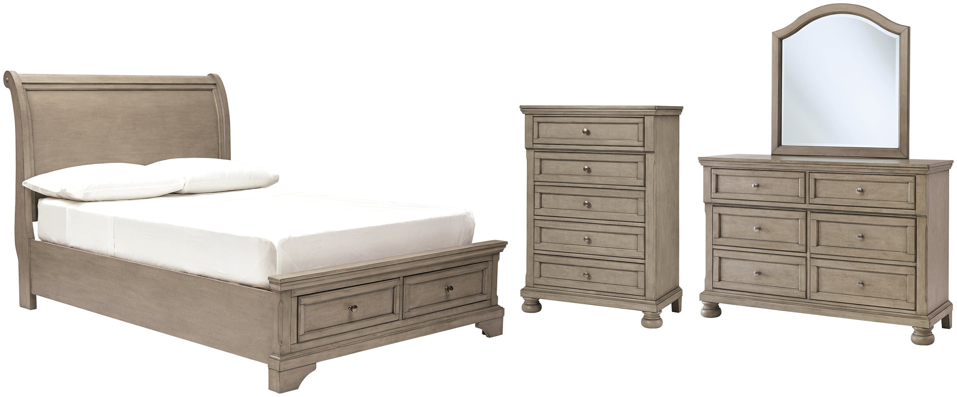 Lettner Full Sleigh Bed with Mirrored Dresser and Chest Furniture Mart -  online today or in-store at our location in Duluth, Ga. Furniture Mart Georgia. View our lowest price today. Shop Now. 
