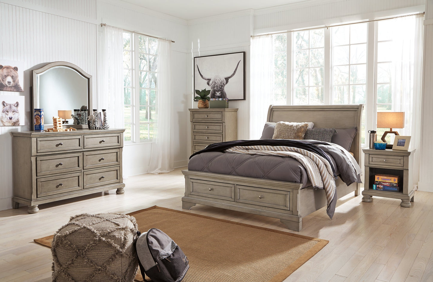 Lettner Full Sleigh Bed with Mirrored Dresser and Chest Furniture Mart -  online today or in-store at our location in Duluth, Ga. Furniture Mart Georgia. View our lowest price today. Shop Now. 