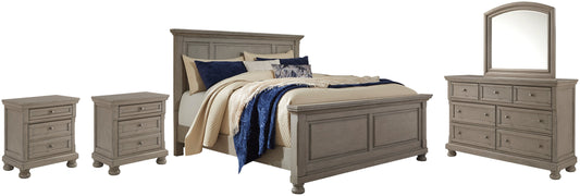 Lettner Queen Panel Bed with Mirrored Dresser and 2 Nightstands Furniture Mart -  online today or in-store at our location in Duluth, Ga. Furniture Mart Georgia. View our lowest price today. Shop Now. 