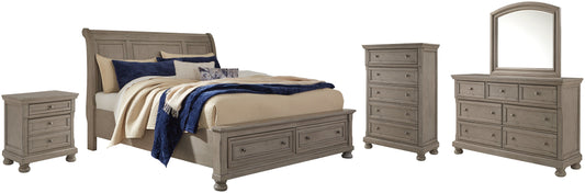Lettner Queen Sleigh Bed with 2 Storage Drawers with Mirrored Dresser, Chest and Nightstand Furniture Mart -  online today or in-store at our location in Duluth, Ga. Furniture Mart Georgia. View our lowest price today. Shop Now. 