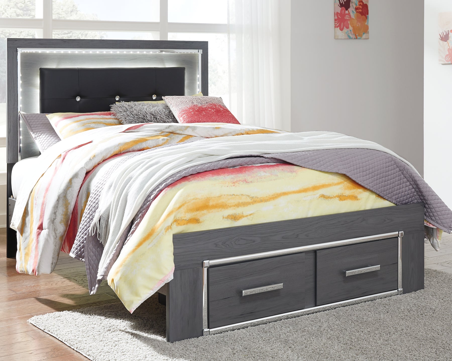 Lodanna Full Panel Bed with 2 Storage Drawers with Mirrored Dresser and Chest Furniture Mart -  online today or in-store at our location in Duluth, Ga. Furniture Mart Georgia. View our lowest price today. Shop Now. 
