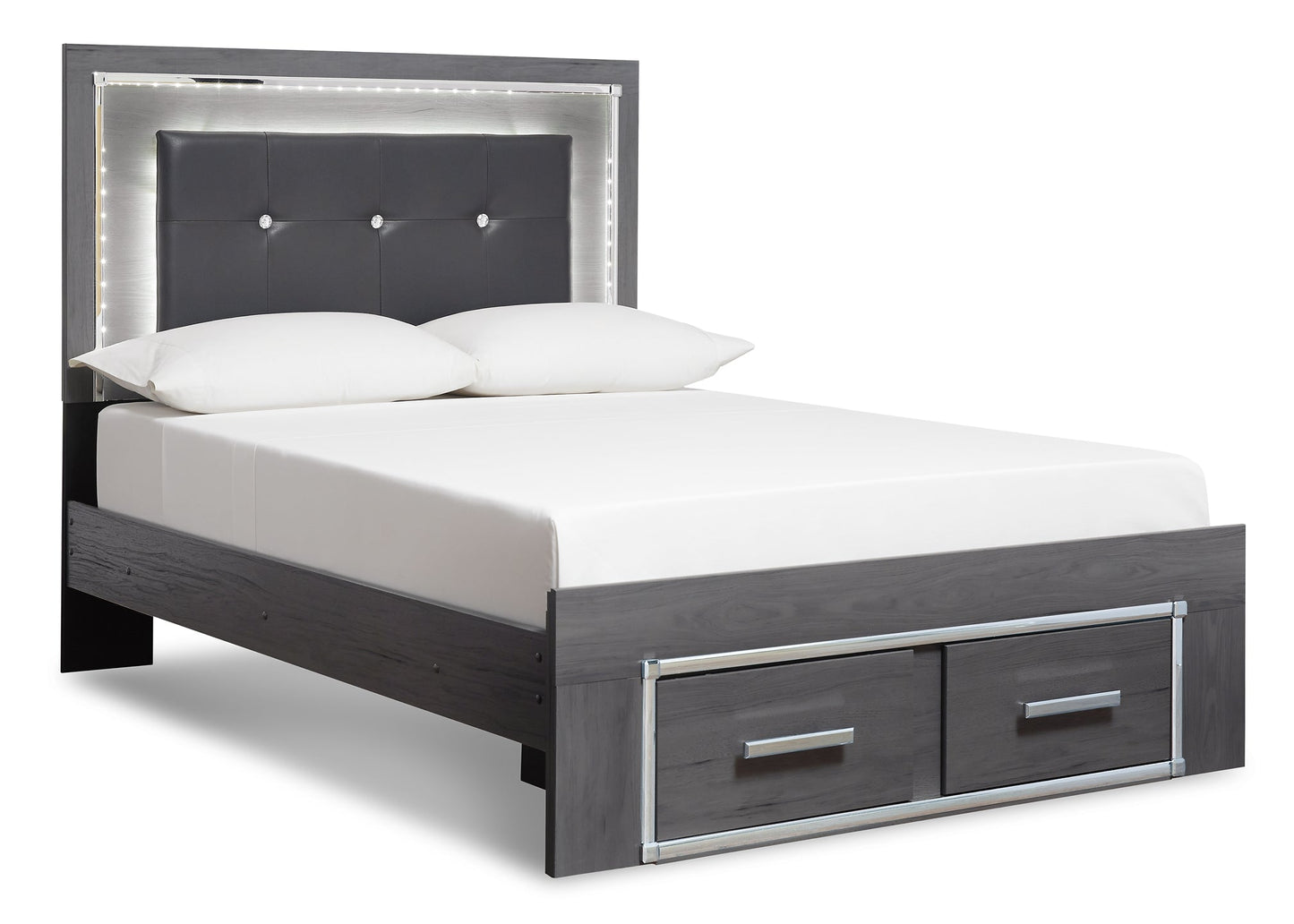 Lodanna King Panel Bed with 2 Storage Drawers with Mirrored Dresser, Chest and 2 Nightstands Furniture Mart -  online today or in-store at our location in Duluth, Ga. Furniture Mart Georgia. View our lowest price today. Shop Now. 