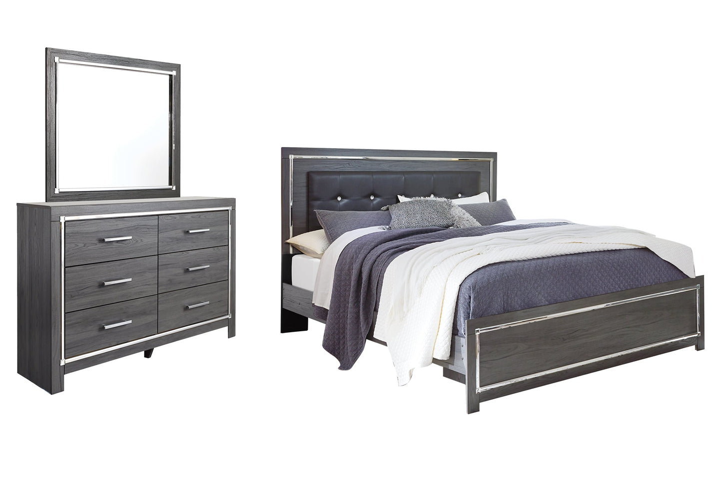 Lodanna King Panel Bed with Mirrored Dresser Furniture Mart -  online today or in-store at our location in Duluth, Ga. Furniture Mart Georgia. View our lowest price today. Shop Now. 