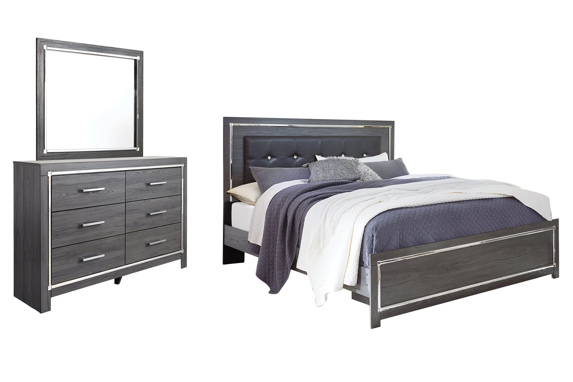 Lodanna King Panel Bed with Mirrored Dresser Furniture Mart -  online today or in-store at our location in Duluth, Ga. Furniture Mart Georgia. View our lowest price today. Shop Now. 