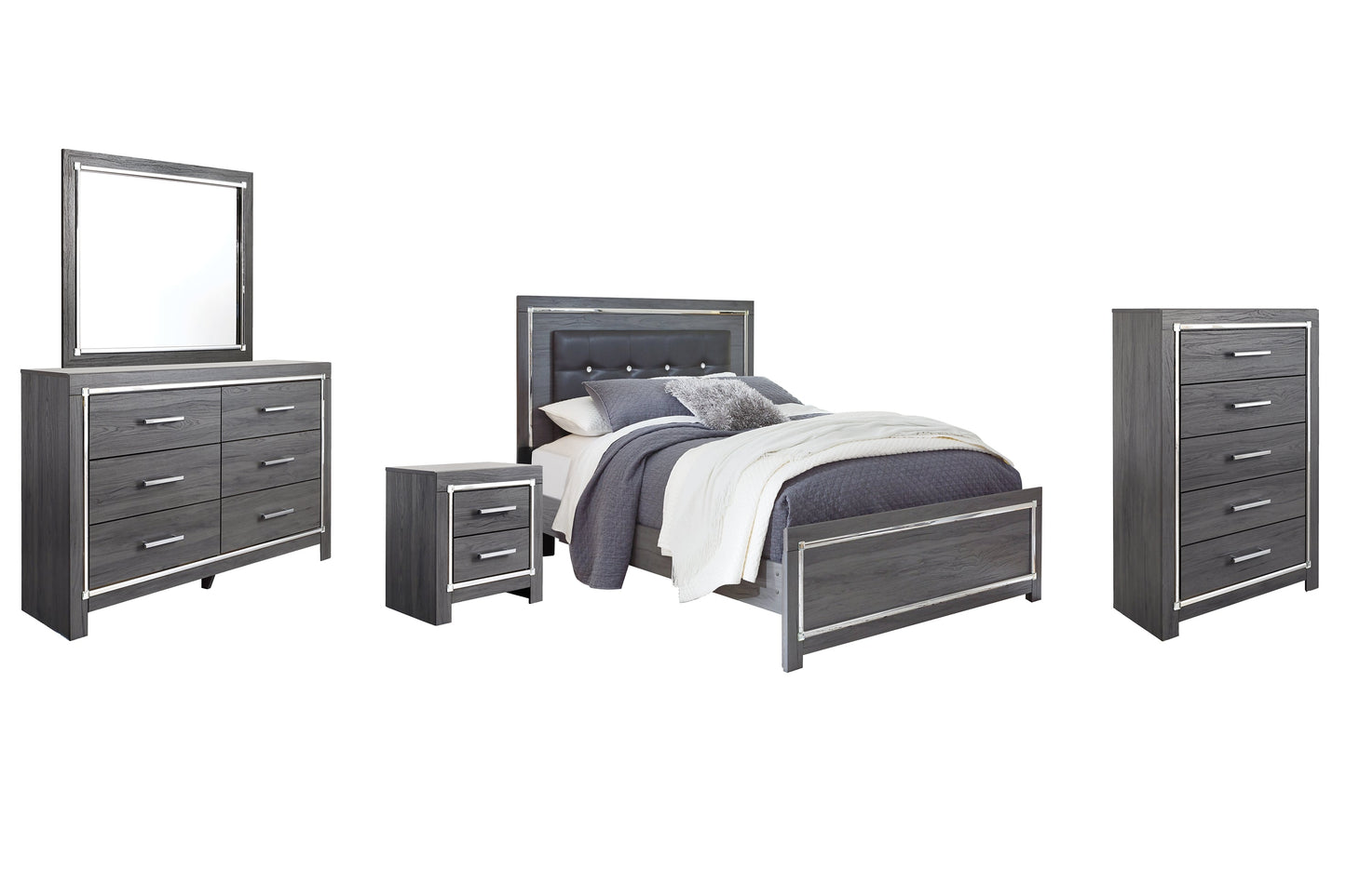 Lodanna Queen Panel Bed with Mirrored Dresser, Chest and Nightstand Furniture Mart -  online today or in-store at our location in Duluth, Ga. Furniture Mart Georgia. View our lowest price today. Shop Now. 