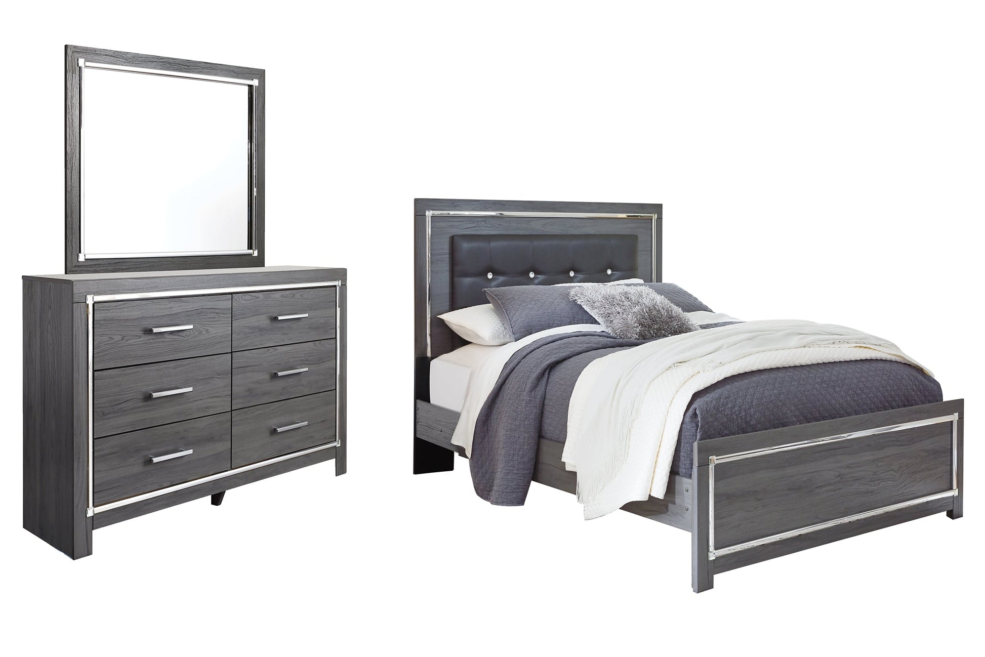 Lodanna Queen Panel Bed with Mirrored Dresser Furniture Mart -  online today or in-store at our location in Duluth, Ga. Furniture Mart Georgia. View our lowest price today. Shop Now. 