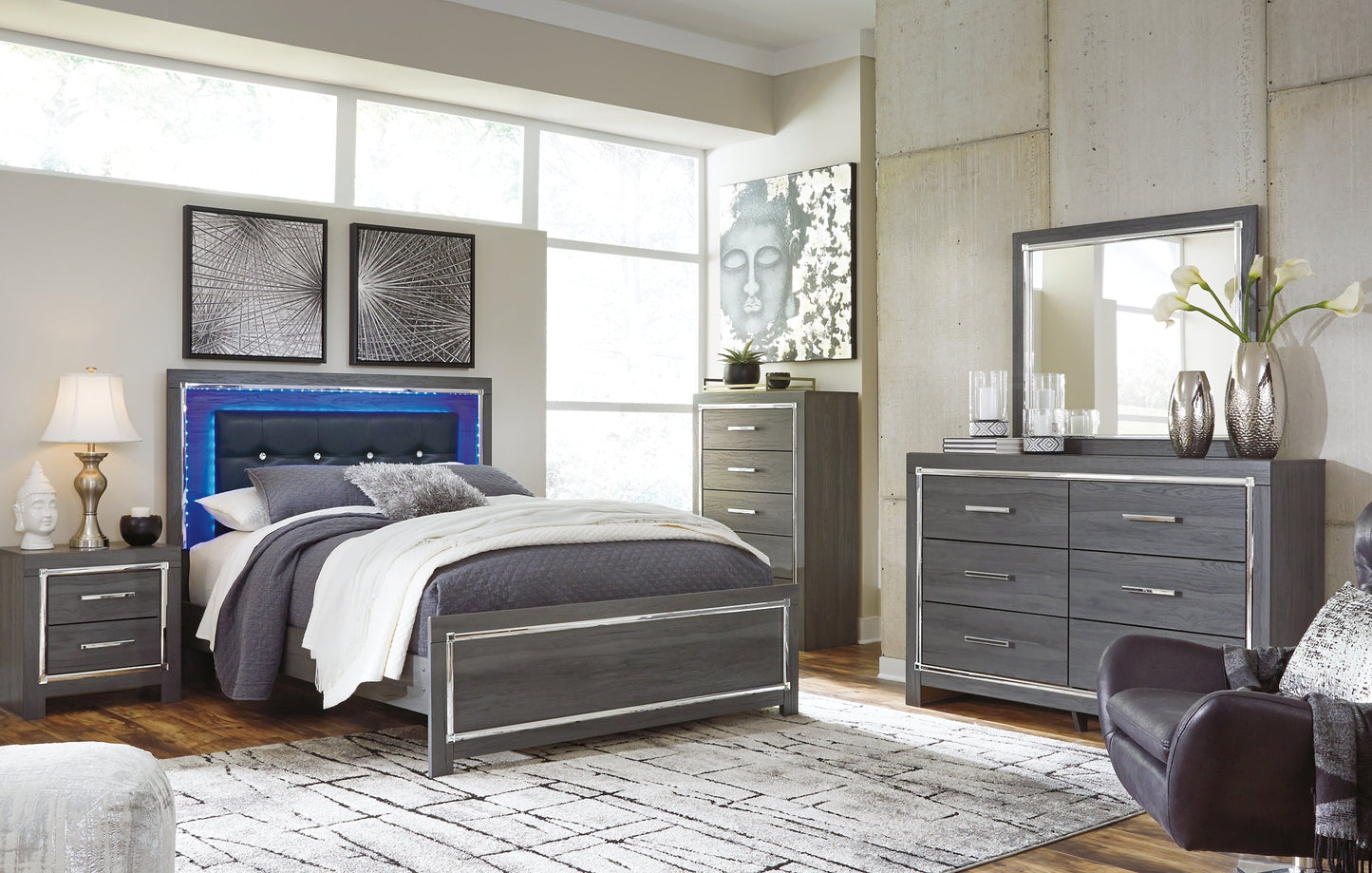 Lodanna Queen Panel Bed with Mirrored Dresser and 2 Nightstands Furniture Mart -  online today or in-store at our location in Duluth, Ga. Furniture Mart Georgia. View our lowest price today. Shop Now. 