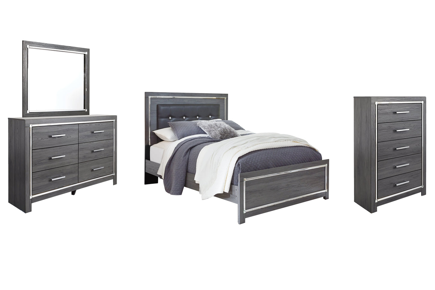 Lodanna Queen Panel Bed with Mirrored Dresser and Chest Furniture Mart -  online today or in-store at our location in Duluth, Ga. Furniture Mart Georgia. View our lowest price today. Shop Now. 