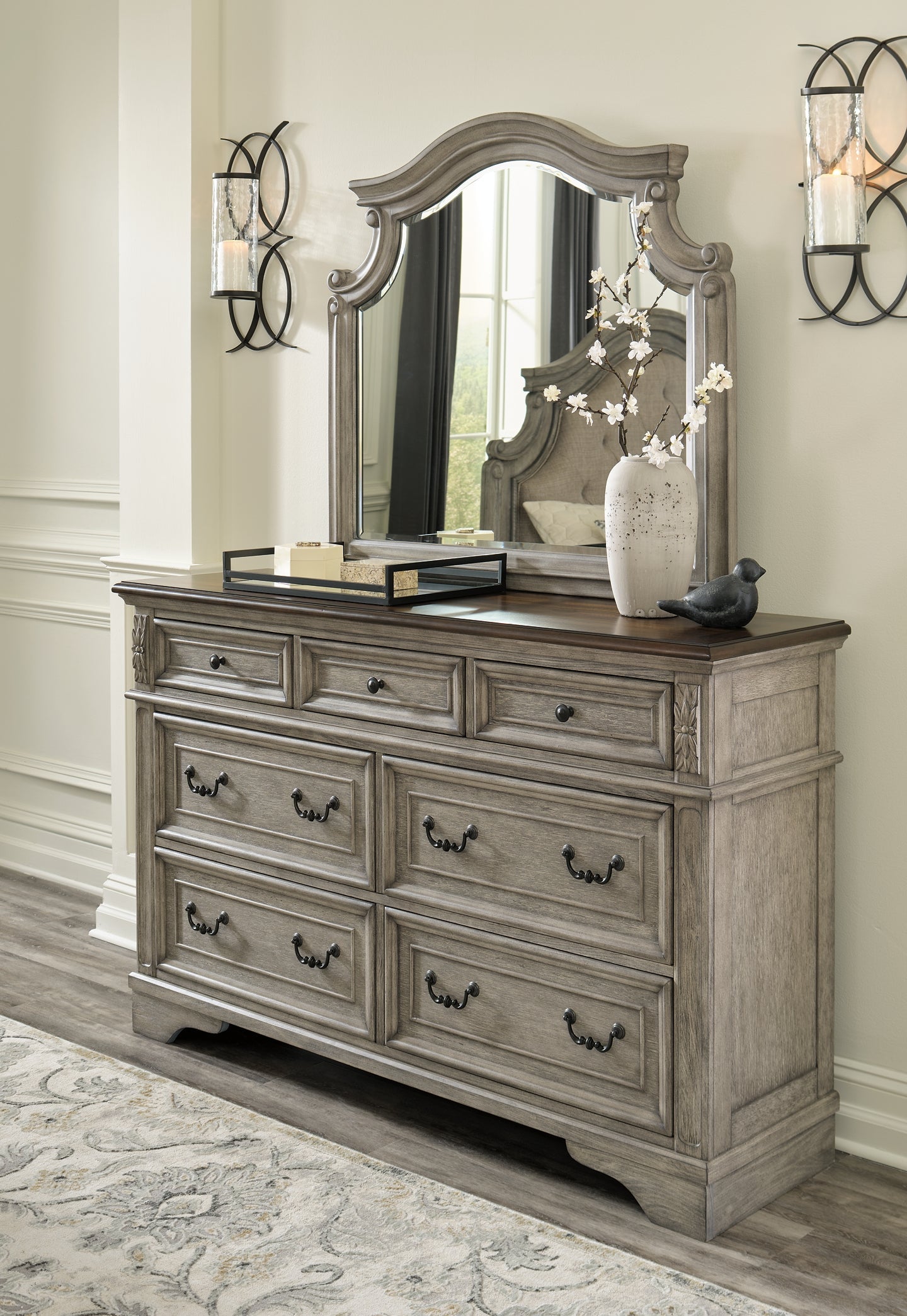 Lodenbay California King Panel Bed with Mirrored Dresser and 2 Nightstands Furniture Mart -  online today or in-store at our location in Duluth, Ga. Furniture Mart Georgia. View our lowest price today. Shop Now. 