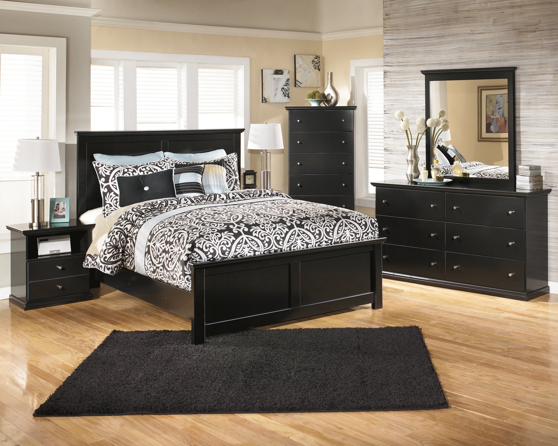 Maribel King Panel Bed with Mirrored Dresser, Chest and 2 Nightstands Furniture Mart -  online today or in-store at our location in Duluth, Ga. Furniture Mart Georgia. View our lowest price today. Shop Now. 
