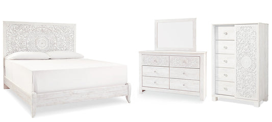 Paxberry King Panel Bed with Mirrored Dresser and Chest Furniture Mart -  online today or in-store at our location in Duluth, Ga. Furniture Mart Georgia. View our lowest price today. Shop Now. 