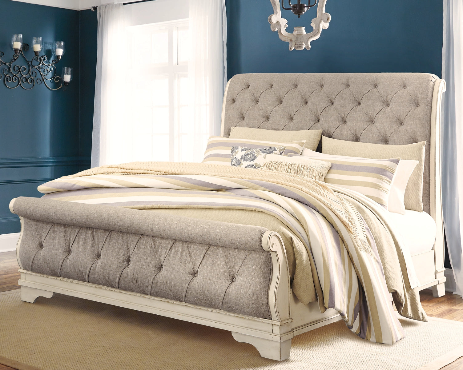 Realyn California King Sleigh Bed with Mirrored Dresser and Chest Furniture Mart -  online today or in-store at our location in Duluth, Ga. Furniture Mart Georgia. View our lowest price today. Shop Now. 