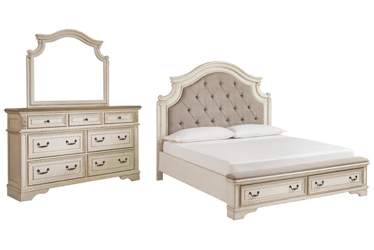 Realyn California King Upholstered Bed with Mirrored Dresser Furniture Mart -  online today or in-store at our location in Duluth, Ga. Furniture Mart Georgia. View our lowest price today. Shop Now. 