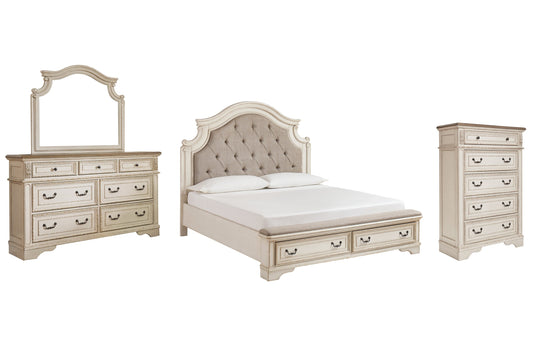 Realyn California King Upholstered Bed with Mirrored Dresser and Chest Furniture Mart -  online today or in-store at our location in Duluth, Ga. Furniture Mart Georgia. View our lowest price today. Shop Now. 